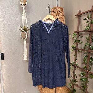 ▪️Title Nine Swim Suit Coverup Hooded Swim Cover Mesh Long Sleeve Pullover